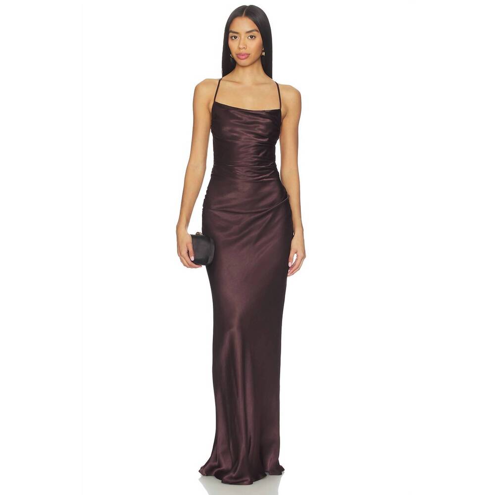 NEW SHONA JOY la lune lace back maxi dress in espresso
